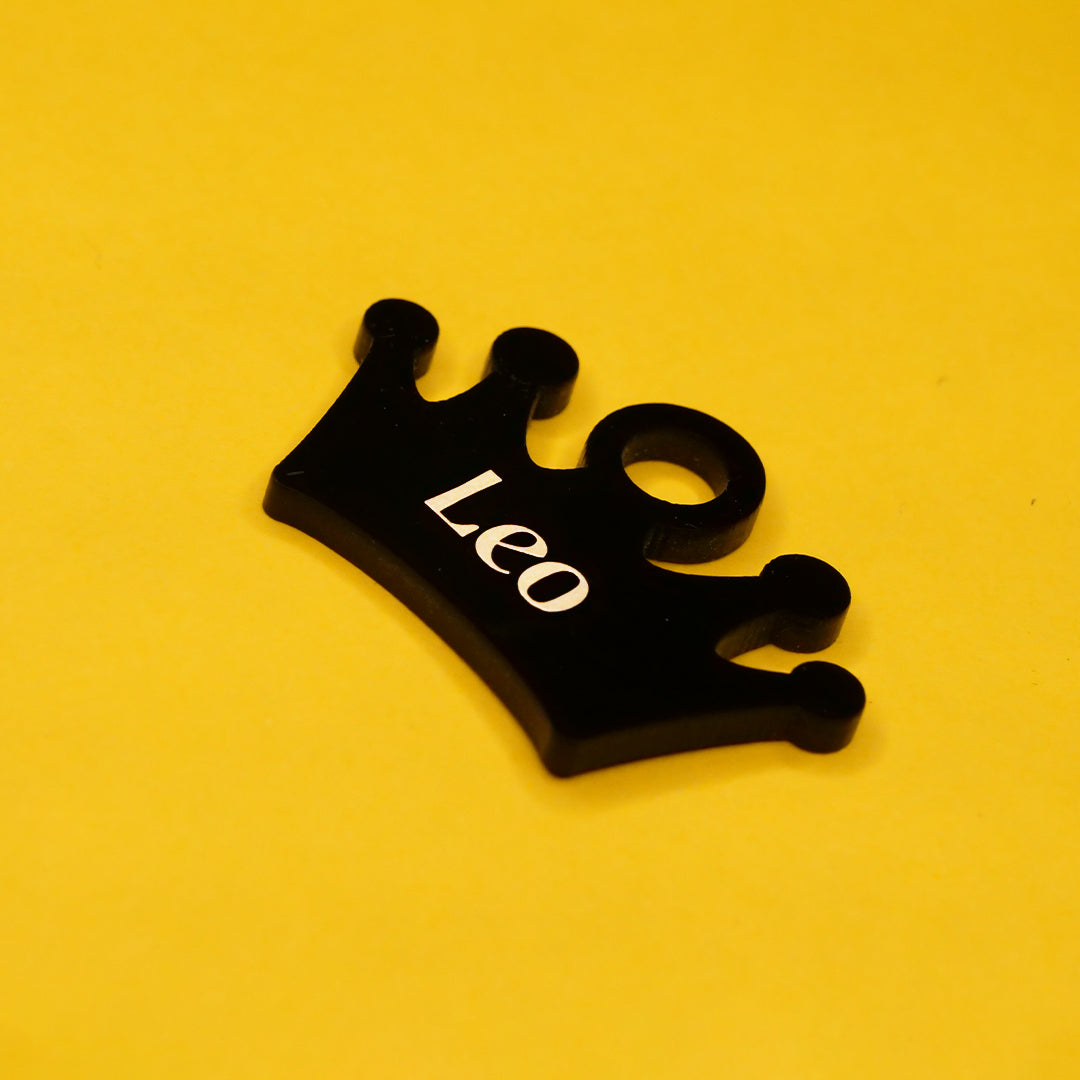 Customised Acrylic Dog Tag – Crown (Black)