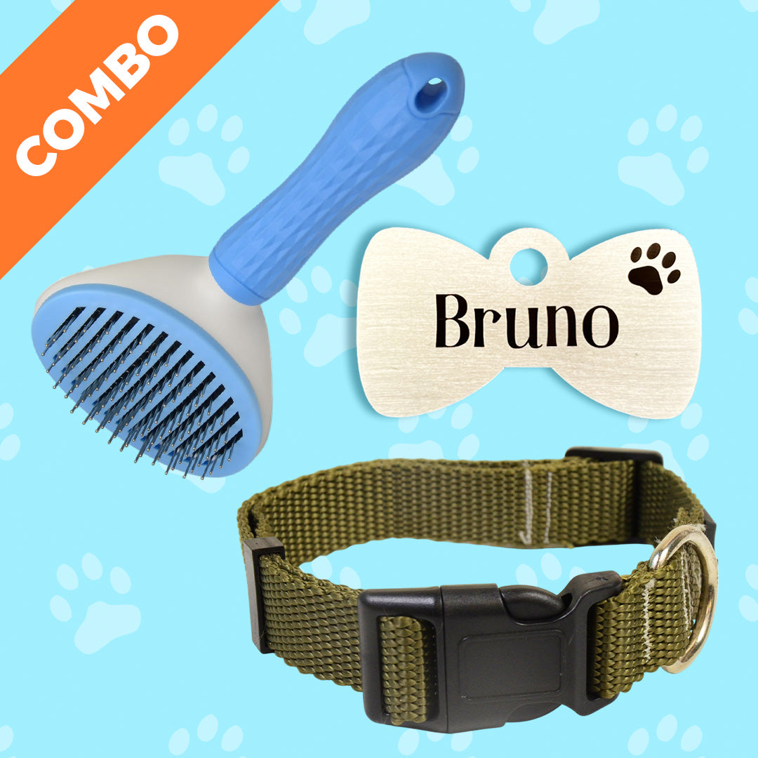 Bark & Purr Tag Classic Collar and Comb Combo
