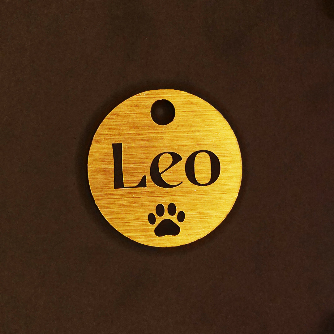 Customised Acrylic Dog Tag – Circle (Golden)
