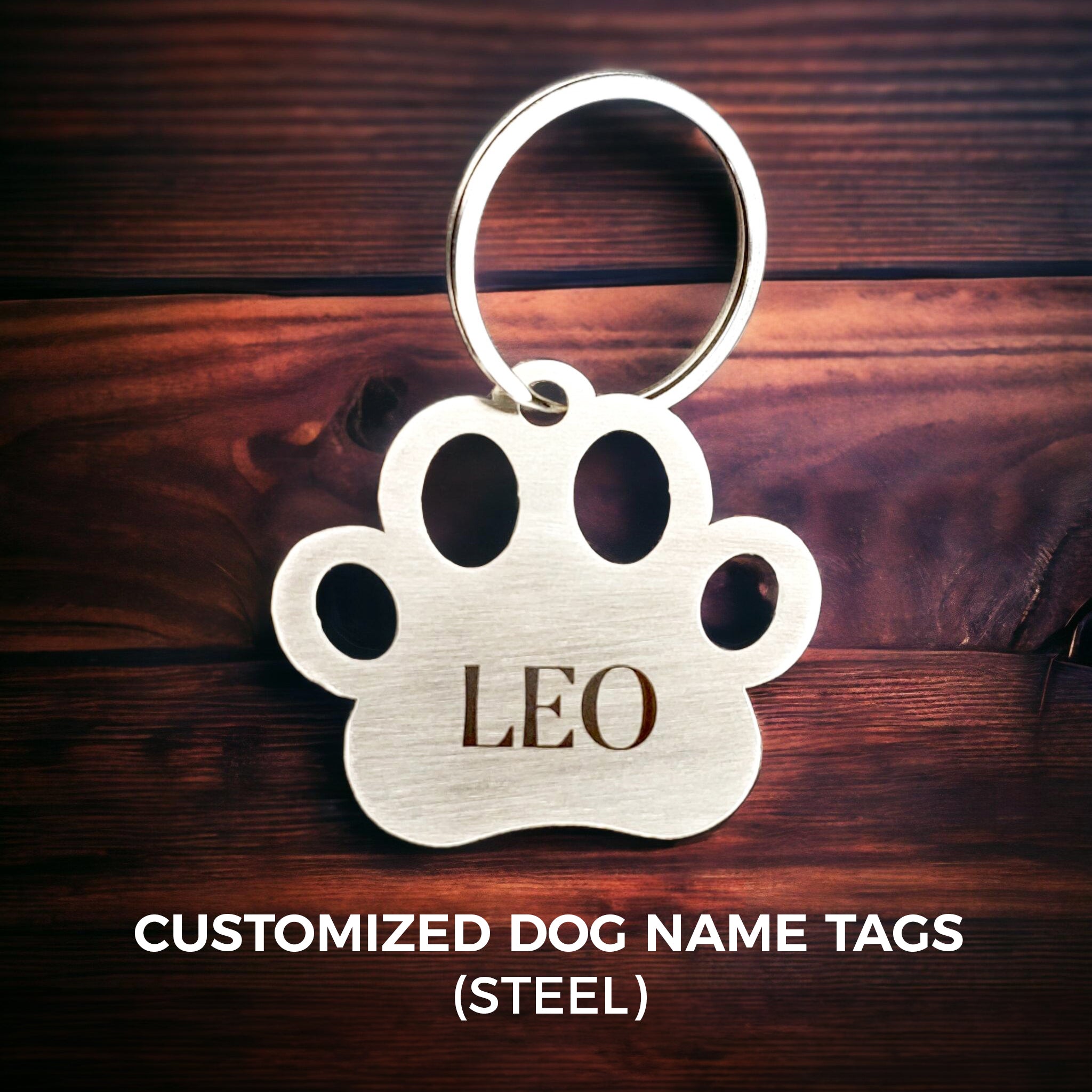 Customised Steel Dog Tag – Paw