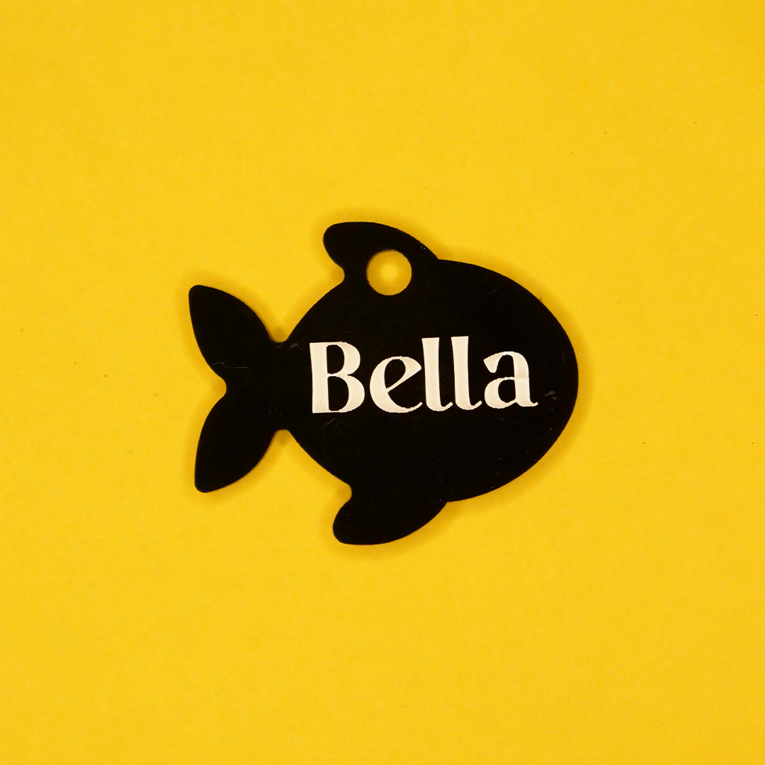 Customised Acrylic Cat Tag – Fish (Black)