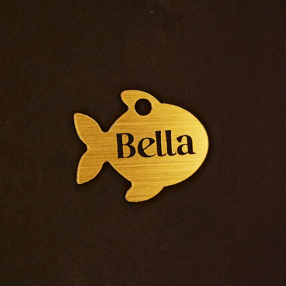 Customised Acrylic Cat Tag – Fish (Golden)