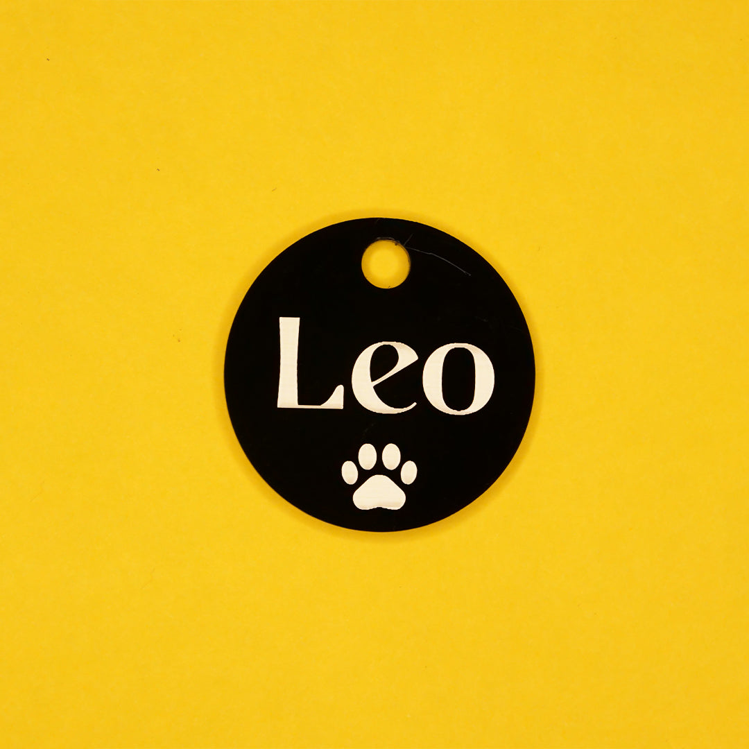 Customised Acrylic Dog Tag – Circle (Black)