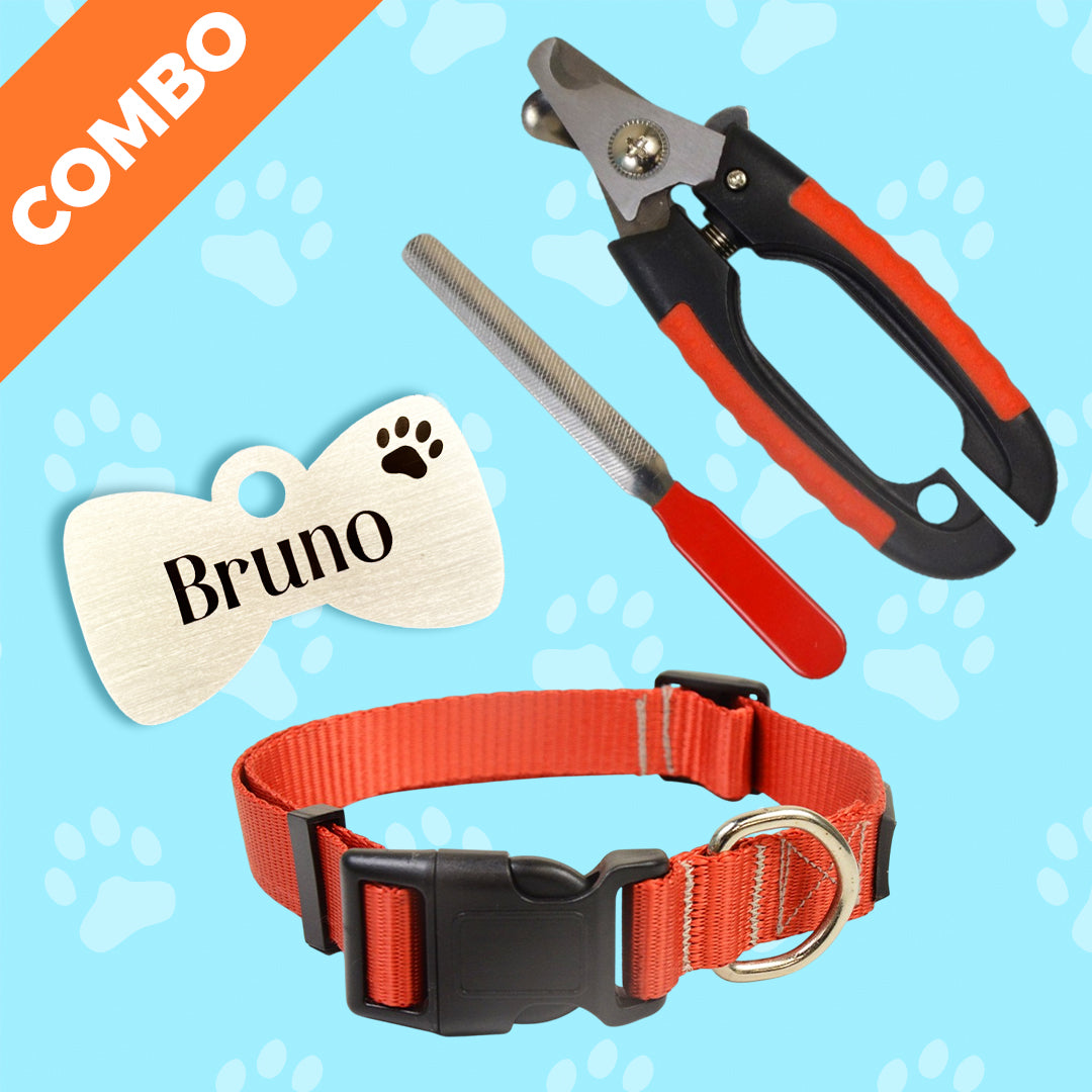 Bark & Purr Nylon Collar Tag and Nail Cutter Combo