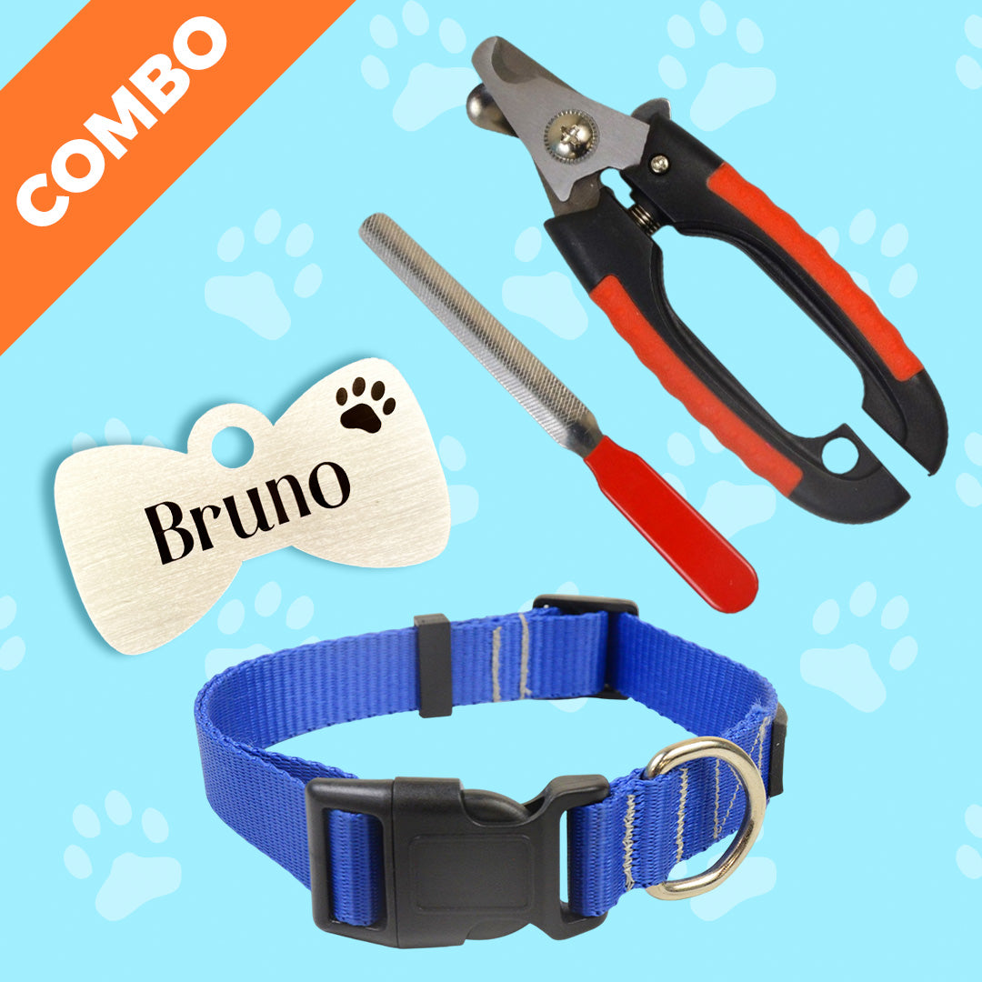 Bark & Purr Nylon Collar Tag and Nail Cutter Combo