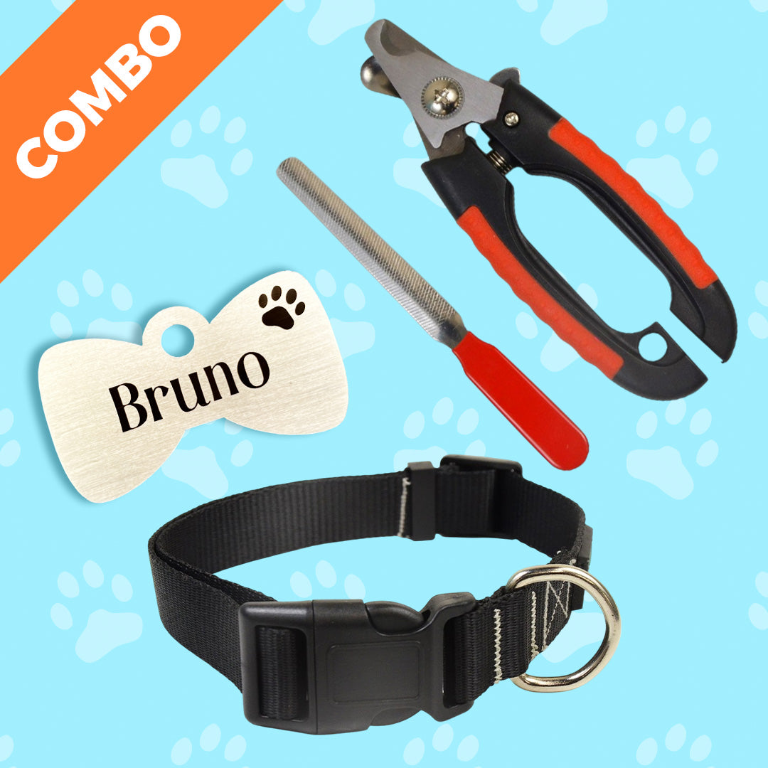 Bark & Purr Nylon Collar Tag and Nail Cutter Combo