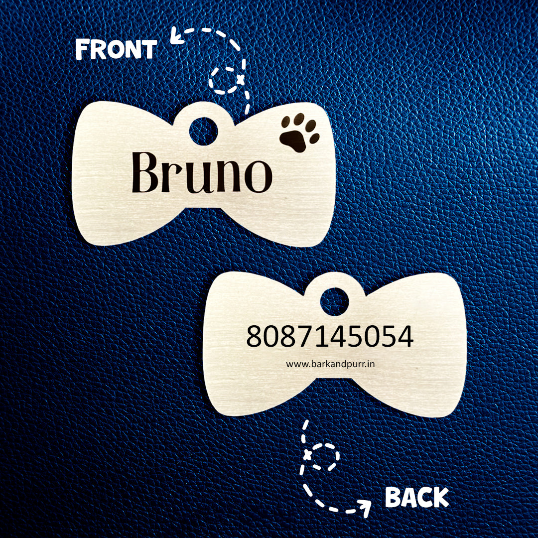Customised Steel Dog Tag – Bow