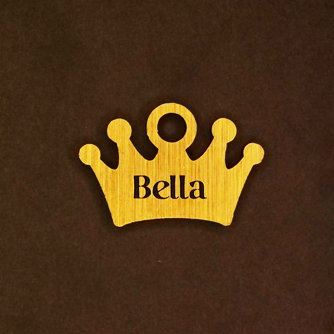 Customised Acrylic Dog Tag – Crown (Golden)